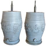 Pair of Stoneware Liquor Barrel Lamps