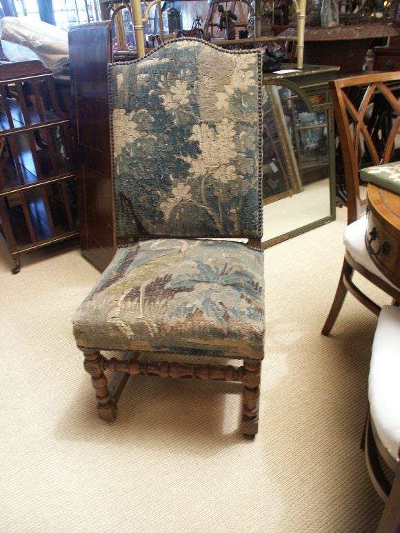 Louis XIV Walnut And Tapestry Upholstered Side Chair