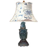 Antique Carved Asian Stone Lamp