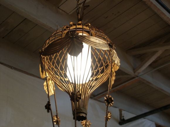 great looking gilt iron hot air balloon chandelier