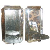 Pair of Modern Mirrored Candle Wall Sconces