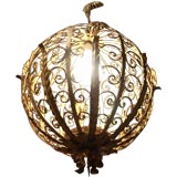Vintage Gilt Metal Italian Rococo Style Ball Chandelier
