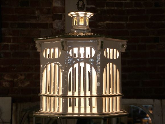 Fun Italian Ceramic Bird Cage Lantern