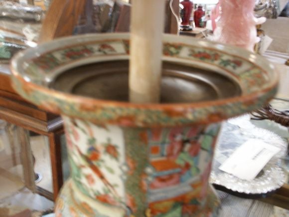 Pair of Rose Canton Lamps