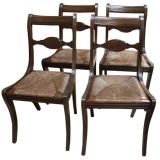 Set of four English Side Chairs with Rush Seats