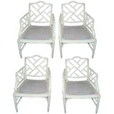 Set of four Faux Bamboo Chinese Chippendale Style Arm Chairs