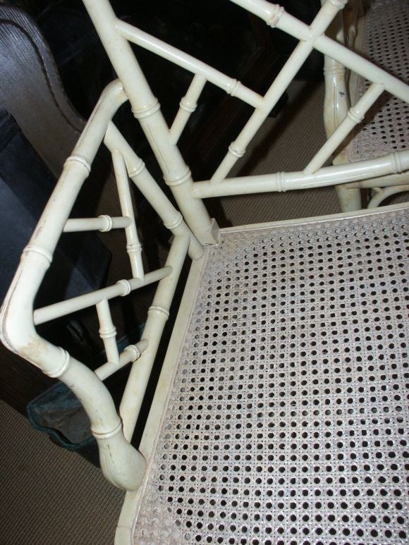 Set of four Faux Bamboo Chinese Chippendale Style Arm Chairs 1