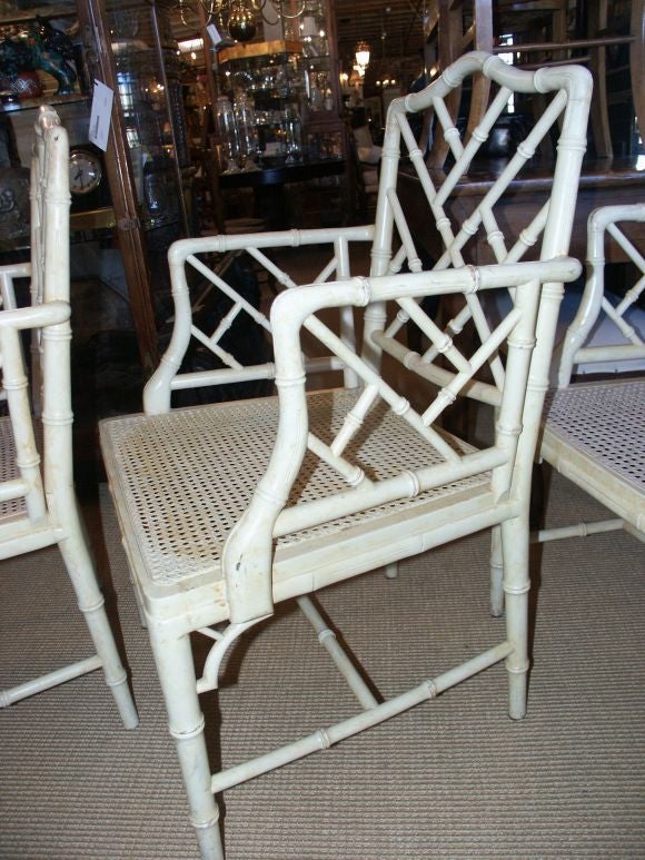 Set of four Faux Bamboo Chinese Chippendale Style Arm Chairs 4