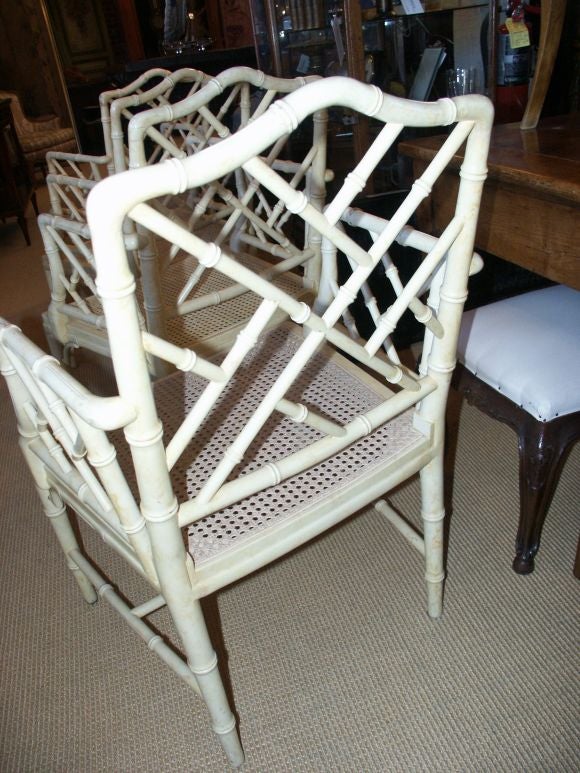 Set of four Faux Bamboo Chinese Chippendale Style Arm Chairs 5
