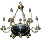 Early 20th C Gilt Metal Empire Chandelier
