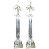 Pair of Chapman Molded Glass Column Lamps