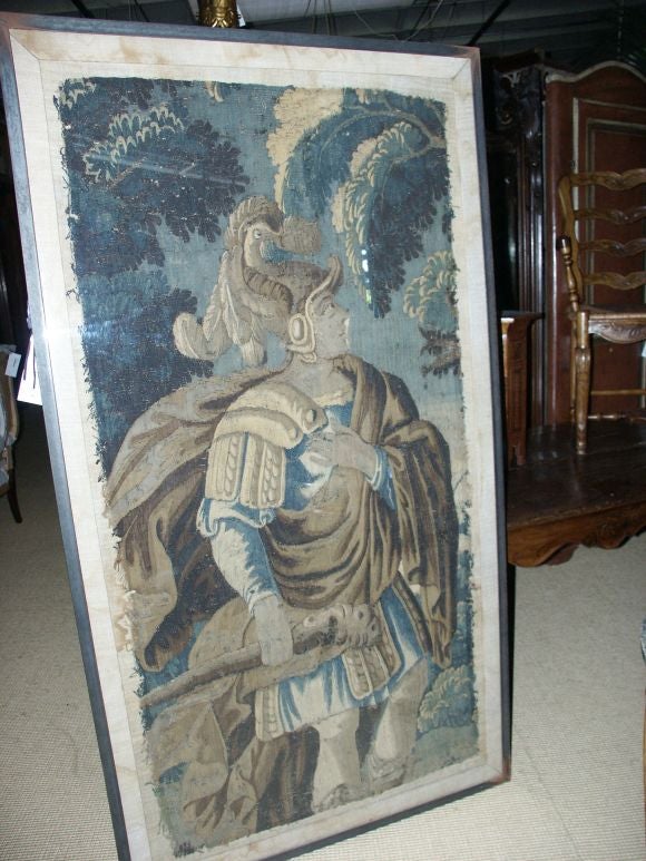 Flemish Baroque Tapestry Textile Framed Fragment Panel