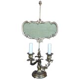 French Bronze Candle Screen Lamp