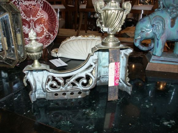 French Antique Bronze Chenets