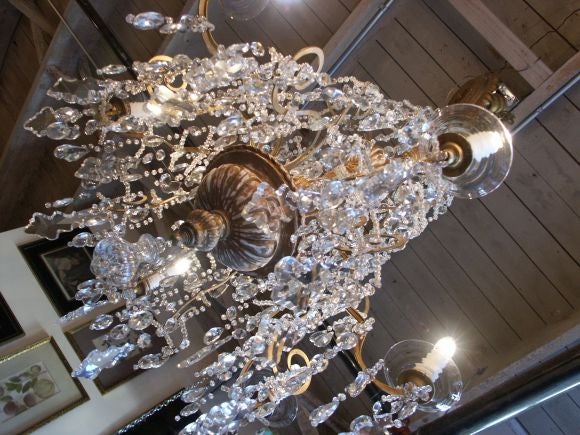 Large 19th C Giltwood and Crystal Chandelier