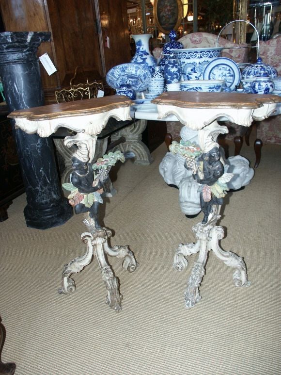 Pair of 19th Italian Blackamoor Tables