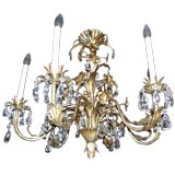 Gilt Metal and Crystal Chandelier