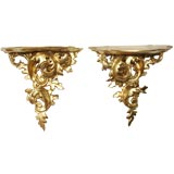 Pair of Carved Giltwood Italian Wall Brackets