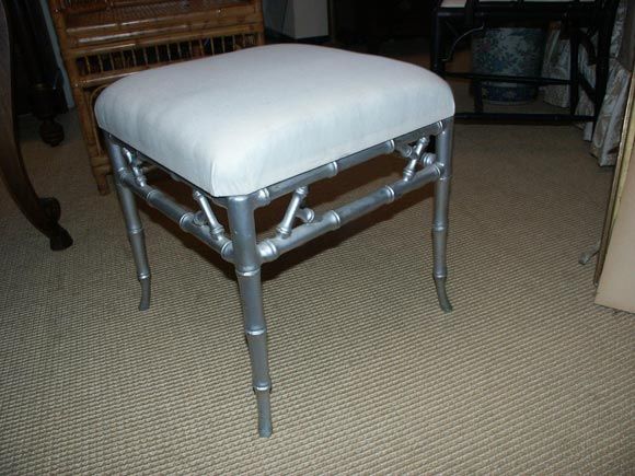 Faux Bamboo Stool In Metal