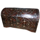 Brass and Leather Domed Lidded Trunk