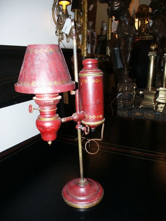 Antique Red Tole Lamp