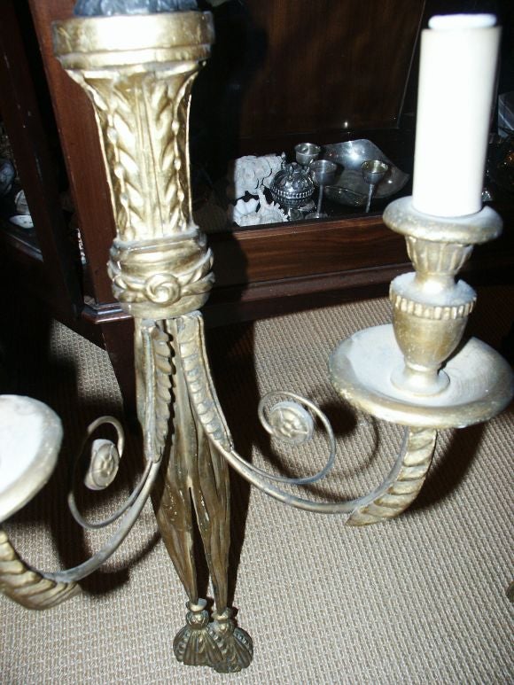 20th C Giltwood Eagle and Bow Sconces