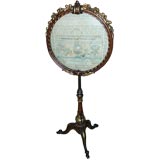 19th C American Fire Screen With Sampler