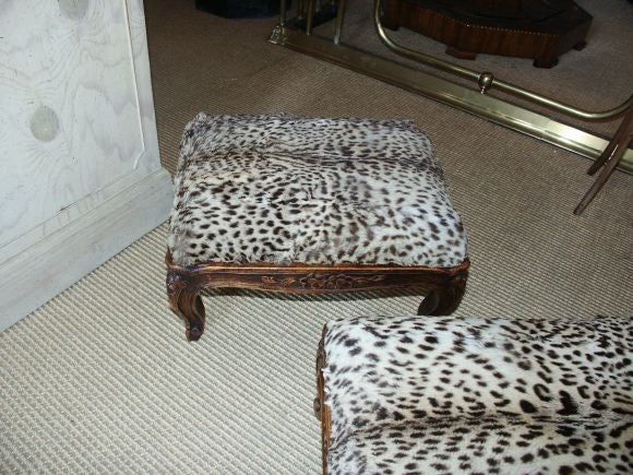 20th Century Great Little Pair Of French Footstools In Leopard