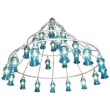 Late 20th C Large Blue Glass Light Fixture
