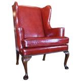 Red Leather Wing Chair