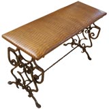 Iron & leather bench