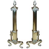 Pair of Antique Brass Andirons