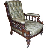 19th C English Leather Arm Chair