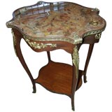 French Style Side Table With Eglomise Reverse Etched Top