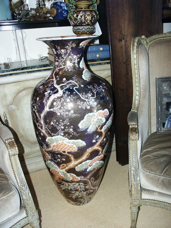 Large Early 20th C Japanese Baluster Vase