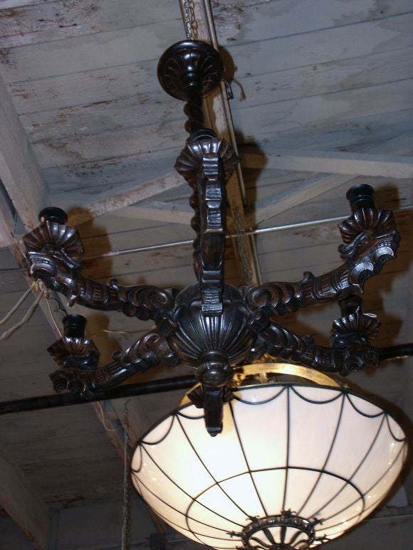Carved Wood Chandelier
