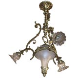 Victorian Bronze Three Light Chandelier