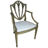 Early 20thC Shield Back Painted Sheraton Stle Arm Chair