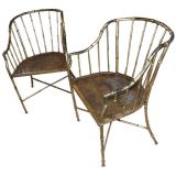 Pair of Gilded Iron Faux Bamboo Chairs