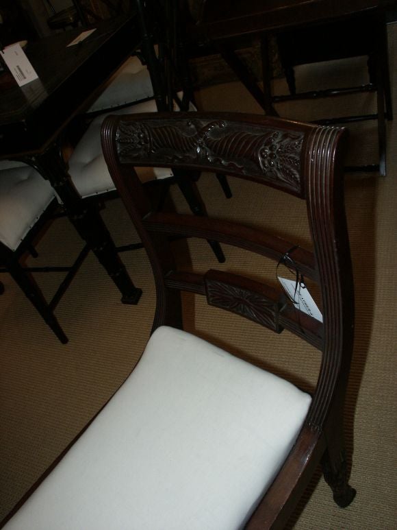 Antique Mahogany Federal Duncan Phyfe Style Window Bench