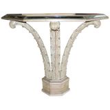 Carved Feather and Mirror Console Table