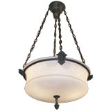 Antique Hanging Etched Glass Light