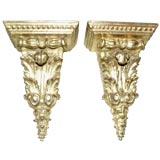 Small Pair of Carved Giltwood Brackets