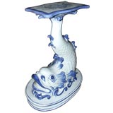 Blue and White Italian Ceramic Fish Form Table Base