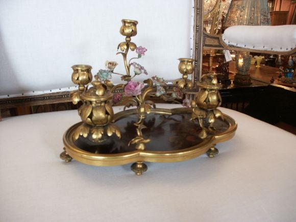 Beautiful Antique Chinoiserie and Bronze French Encrier For Sale 1