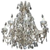 Iron and Gilt wood Beaded Italian Chandelier Iron and Gilt wood Beaded Italian Chandelier