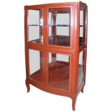 Red Display Case With Glass Sides and Front
