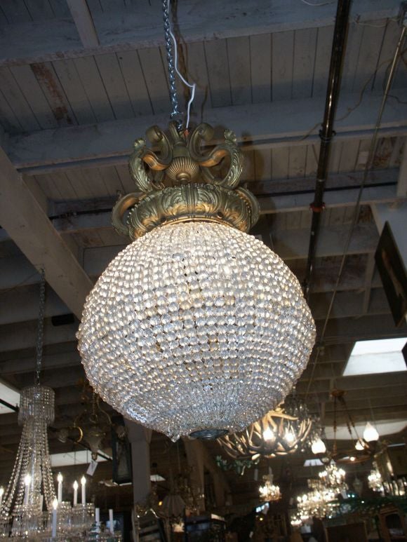 Bronze Hanging Beaded Ball Light