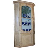 Tall Swedish Country  Display Cabinet With Blue Interior