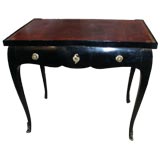 19th C Ebonized Side Table With Leather Top 19th C Ebonized Side Table With Leather Top